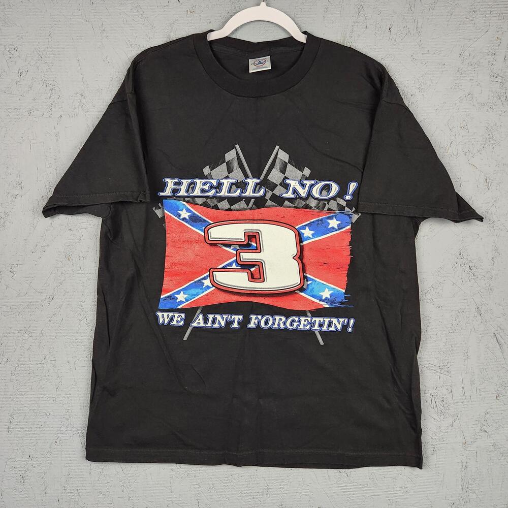 Vintage Dale Earnhardt 3 Shirt Mens Large Black Graphic Checkered Flag Racing